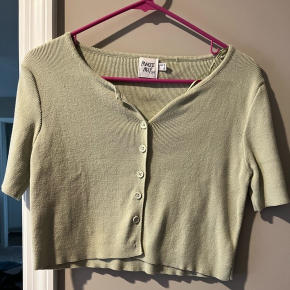 Princess Polly short-sleeved cropped light green sweater - Picture 1 of 3